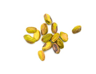 Shelled pistachio kernels isolated on white