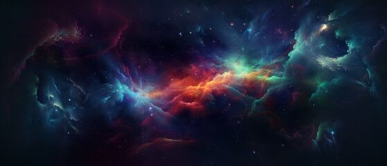 Fototapeta na wymiar A breathtaking cosmic scene featuring vibrant dust clouds, resembling a nebula in deep space