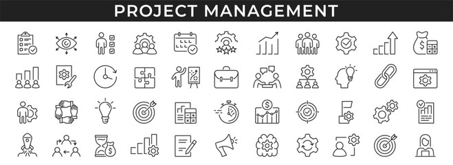 Project management. Set of project management icons. Vector illustration