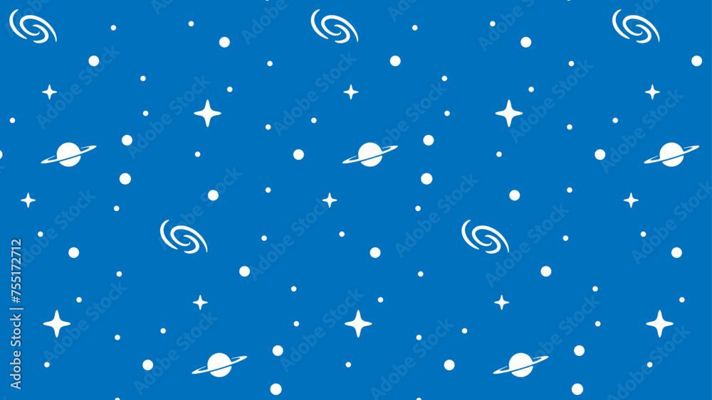 Wall mural seamless repeating vector space and stars pattern texture