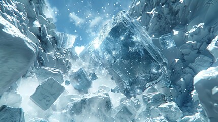 Snowy Mountain Scene With Rocks and Snow - obrazy, fototapety, plakaty