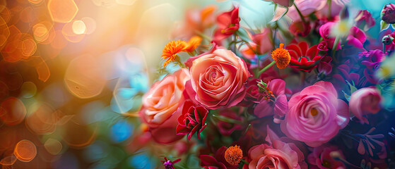 Blooming roses capturing the dance of natural light, creating an ambiance of romance and beauty