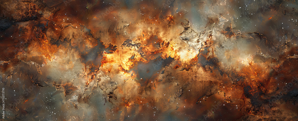 Wall mural a detailed and vibrant image capturing the essence of a nebula, with fiery hues and dynamic textures