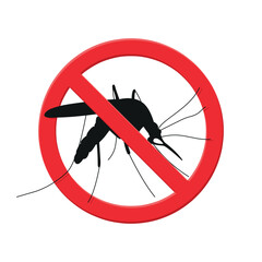 World Malaria Day, crossed out mosquito warning sign, stop malaria vector illustration