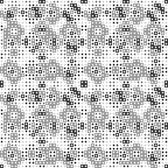 Seamless pattern. Figures, squares, rectangles, circles, ornament. Simple shapes wallpaper. Geometric motif. Polygons background. Abstract backdrop. Digital paper, web design, textile print. Vector.