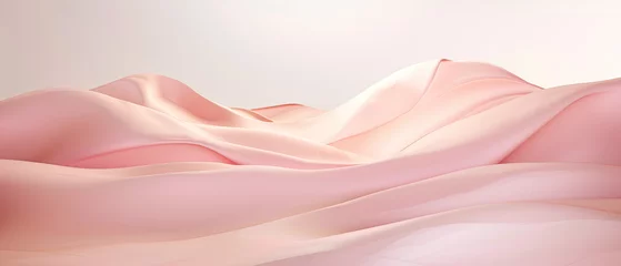 Tuinposter Gentle, undulating waves of pink fabric evoke a sense of calm and dreaminess in an abstract setting © Mik Saar