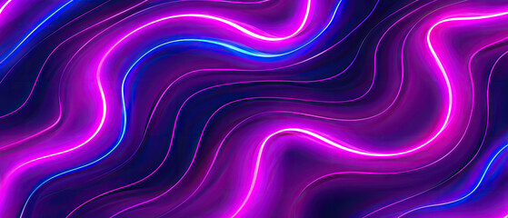 Captivating image of swirling purple lines with neon blue accents on a dark background, simulating a fluid-like motion