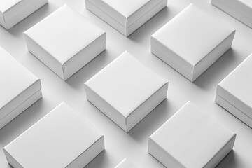 Minimalist collection of white box layouts on a clean background