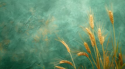 Fototapeta na wymiar Harmonious wheat and sea green textured background, representing balance and life.