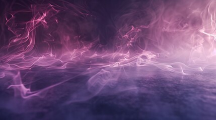 Fototapeta na wymiar Luminous, soft pink smoke dancing gently against a dark, romantic background with subtle ground light.