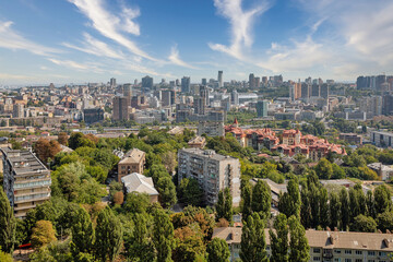 Fototapeta na wymiar Kyiv aerial summer cityscape, Ukraine.