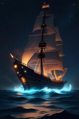 Starlit Plunder: Pirates in the Glowing Abyss