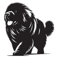 Newfoundland dog silhouette,  Regal Dog silhouette, Newfoundland  dog Black and White Illustration