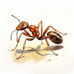Ant. Ant clipart. Watercolor illustration. Generative AI. Detailed illustration. Isolated on white background.
