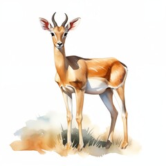 Antelope. Antelope clipart. Watercolor illustration. Generative AI. Detailed illustration.