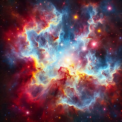 nebula outer space bright stars scattered throughout gas dust formations illuminated surrounding stars movement energy emanating center brightest mysterious awe-inspiring captures beauty cosmos