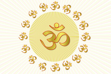 indian hinduism religious symbol golden text Om,meaning adoration to hindu god,popular Hindu mantra,cutout transparent background,png format