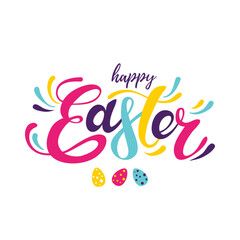 Happy Easter black linear lettering. Hand drawn vector calligraphy. Design for greeting card, invitation of the happy Easter day