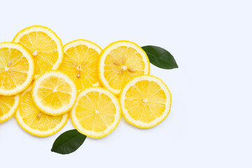 Fresh lemon slices isolated on white