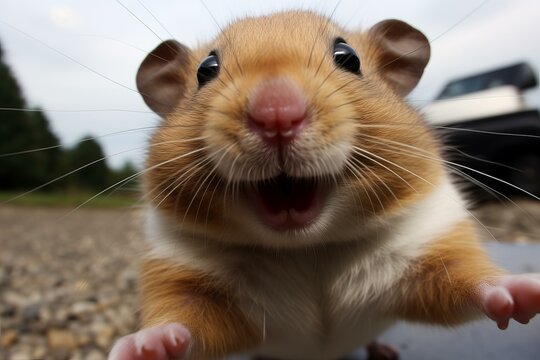 Cute Hamster selfi. Domestic cute alone. Generate Ai