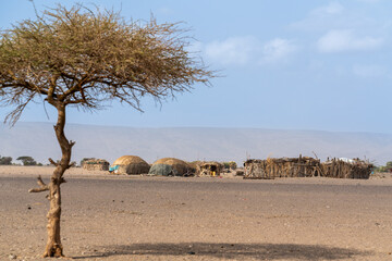 Djibouti, small village near the lake Abbe 
.