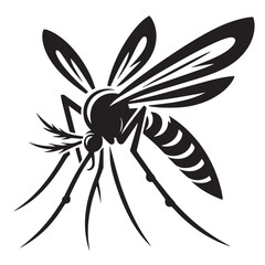 Bloodsucking Buzzers SILHOUETTE, Mosquito Menace silhouette, mosquitoes Black and White Illustration