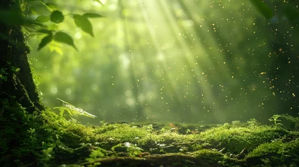 Crédence de cuisine en verre imprimé Couleur pistache Fundo fotográfico de meio ambiente com folhas e grama ao fundo. Uso: design verde, natureza, ecologia, conceitos ambientais.