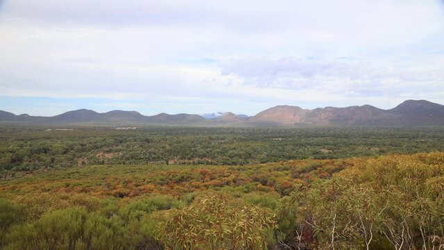 Inside Wilpena pound rock formation in Flinders ranges IKARA national park, SA, 4k.
