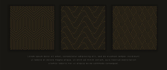 Set of Luxury geometric seamless patterns. Abstract geomatric line patterns.