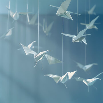 Tranquil Origami Paper Cranes Mobile