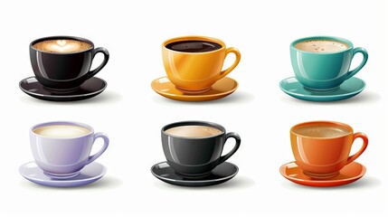 Obraz na płótnie Canvas Set of paper coffee cups on transparent background. Collection 3d Coffee Cup Mockup. Vector Template