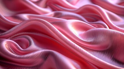 Obraz premium Close up of liquid satin in shades of magenta, pink, and peach with wave pattern