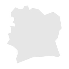 Ivory Coast country simplified map. Light grey silhouette with sharp corners isolated on white background. Simple vector icon