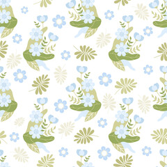 Floral seamless pattern.  blue flowers