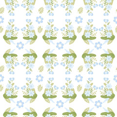 Floral seamless pattern. Ornament of blue flowers