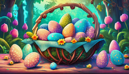 easter eggs and flowers