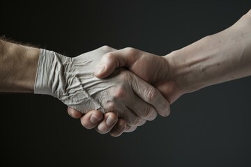 Cooperative Hands shake teamwork closeup. Man customer. Generate Ai
