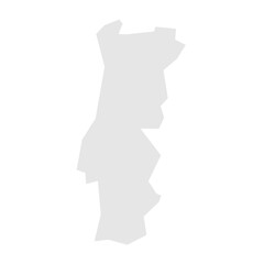 Portugal country simplified map. Light grey silhouette with sharp corners isolated on white background. Simple vector icon