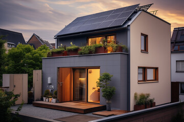 Solar battery on a modern house. Generative AI tools