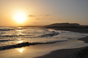 Sunset on the beach in Menorca, Spain