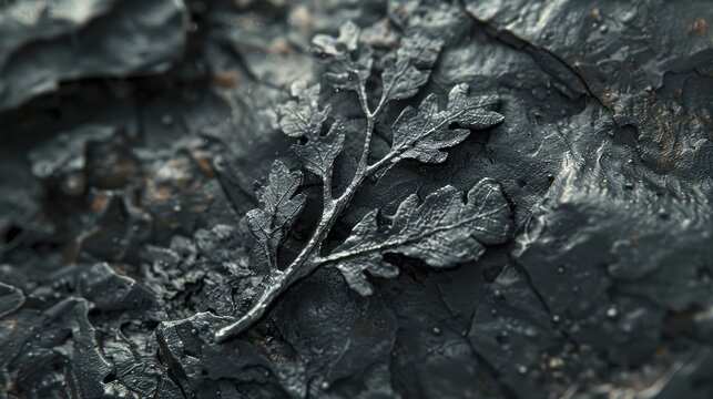 A detailed view of a fossilized plant connects coal's origins to ancient life forms.