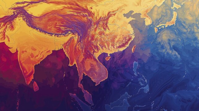Here is the sentence you provided: "A map of a region with temperature gradients during a heatwave, providing a visual analysis of the spread."