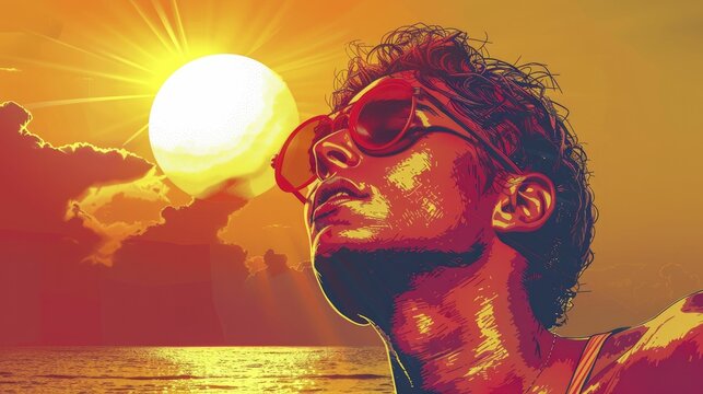 A public health advisory poster with tips on staying cool and recognizing heat stroke symptoms.