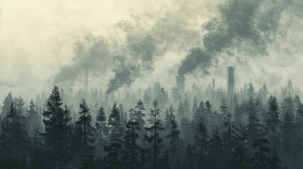 Visualizing carbon emissions increasing from deforested regions connects tree loss directly to climate change. - obrazy, fototapety, plakaty