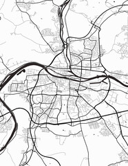 Detailed city map of Regensburg-Germany with infrastructure in a minimalist style
