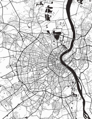 Detailed city map of Bordeaux-France with infrastructure in a minimalist style - obrazy, fototapety, plakaty