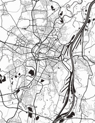Obraz premium Detailed city map of Straßbourg-France with infrastructure in a minimalist style