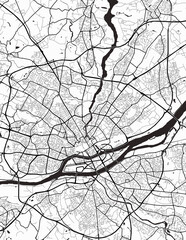 Detailed city map of Nantes-France with infrastructure in a minimalist style