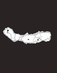 Detailed island map of Sao Miguel with infrastructure in a minimalist style