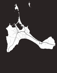Detailed island map of Formentera-Spain with infrastructure in a minimalist style